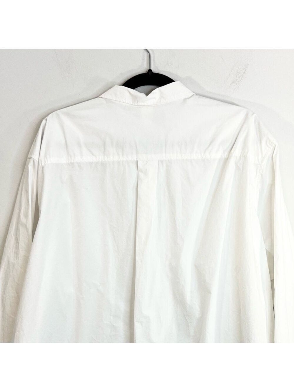 Minimalist white cotton poplin oversized long sleeve button down top blouse XL - Picture 6 of 10